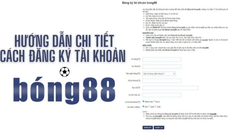 Giao diện đăng ký tài khoản 2Bong88